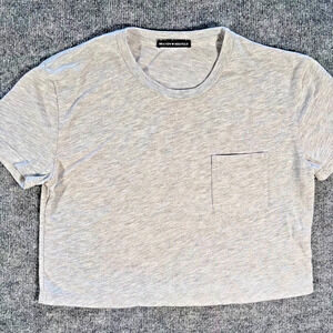 Brandy Melville Gray Cropped Pocket Tee Made in Italy Cotton Blend